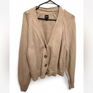GAP Women's Beige Button-Up Cardigan 100% cotton